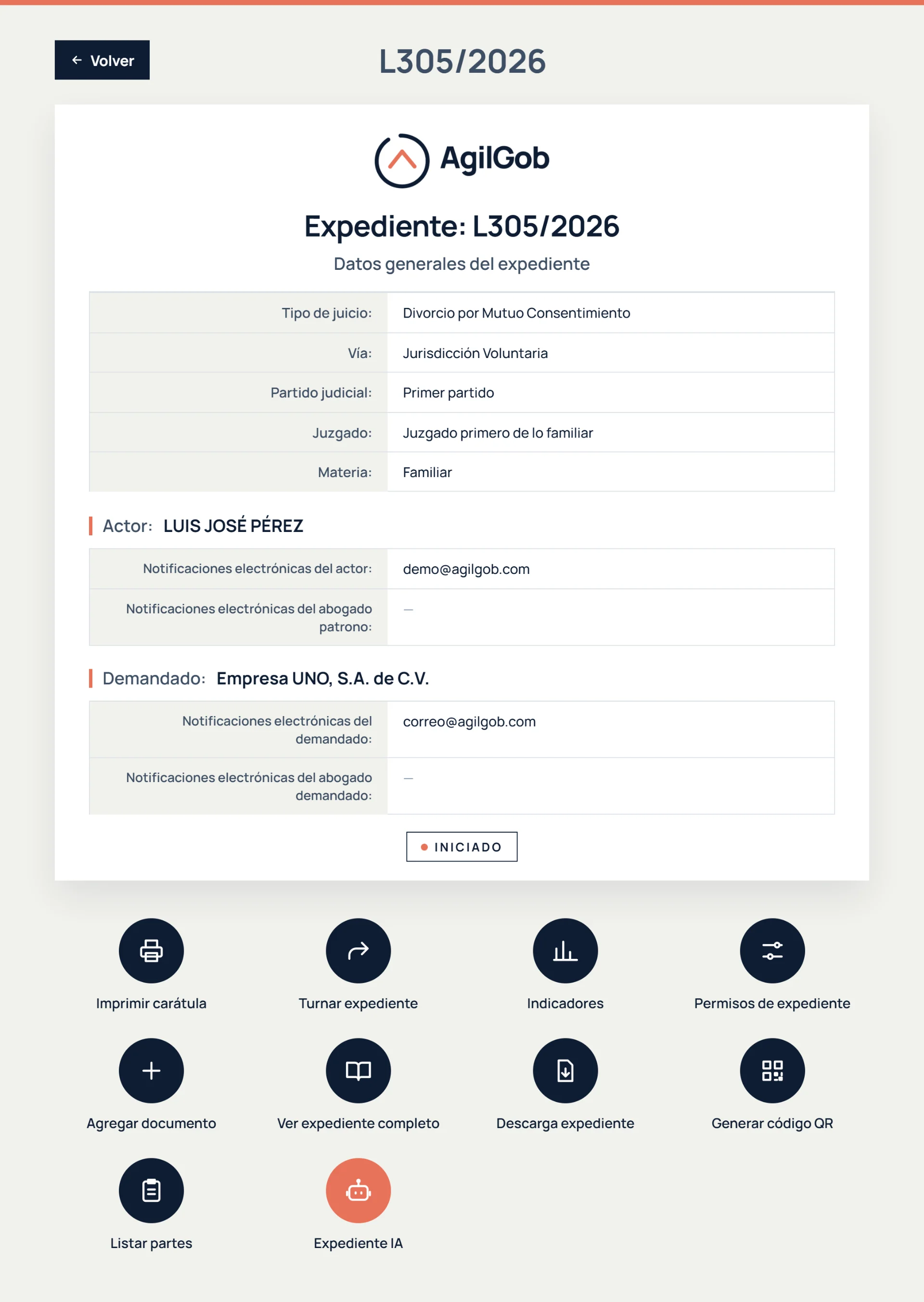 Expediente electrónico en Justicia en Línea
